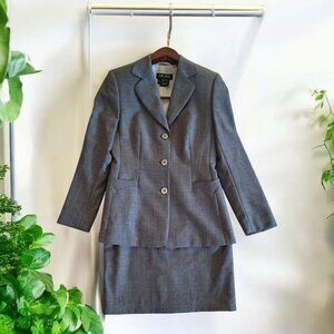 Vintage Escada Margaretha Ley Pure New Wool Grey Skirt and Jacket Suit.  Small